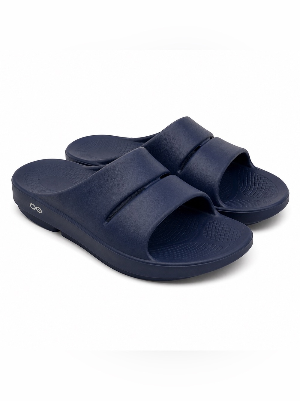 OOFOS OOahh Slide Sandals Navy Blue Men’s 12 Women’s 14 Recovery Comfort
